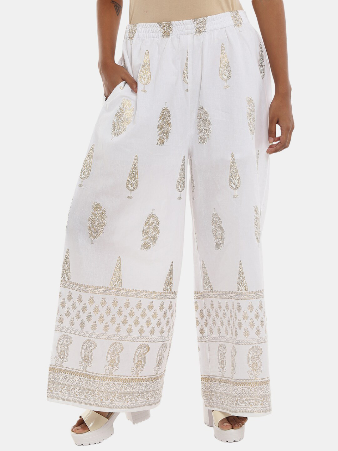 

Desi Mix Women Off White Palazzos
