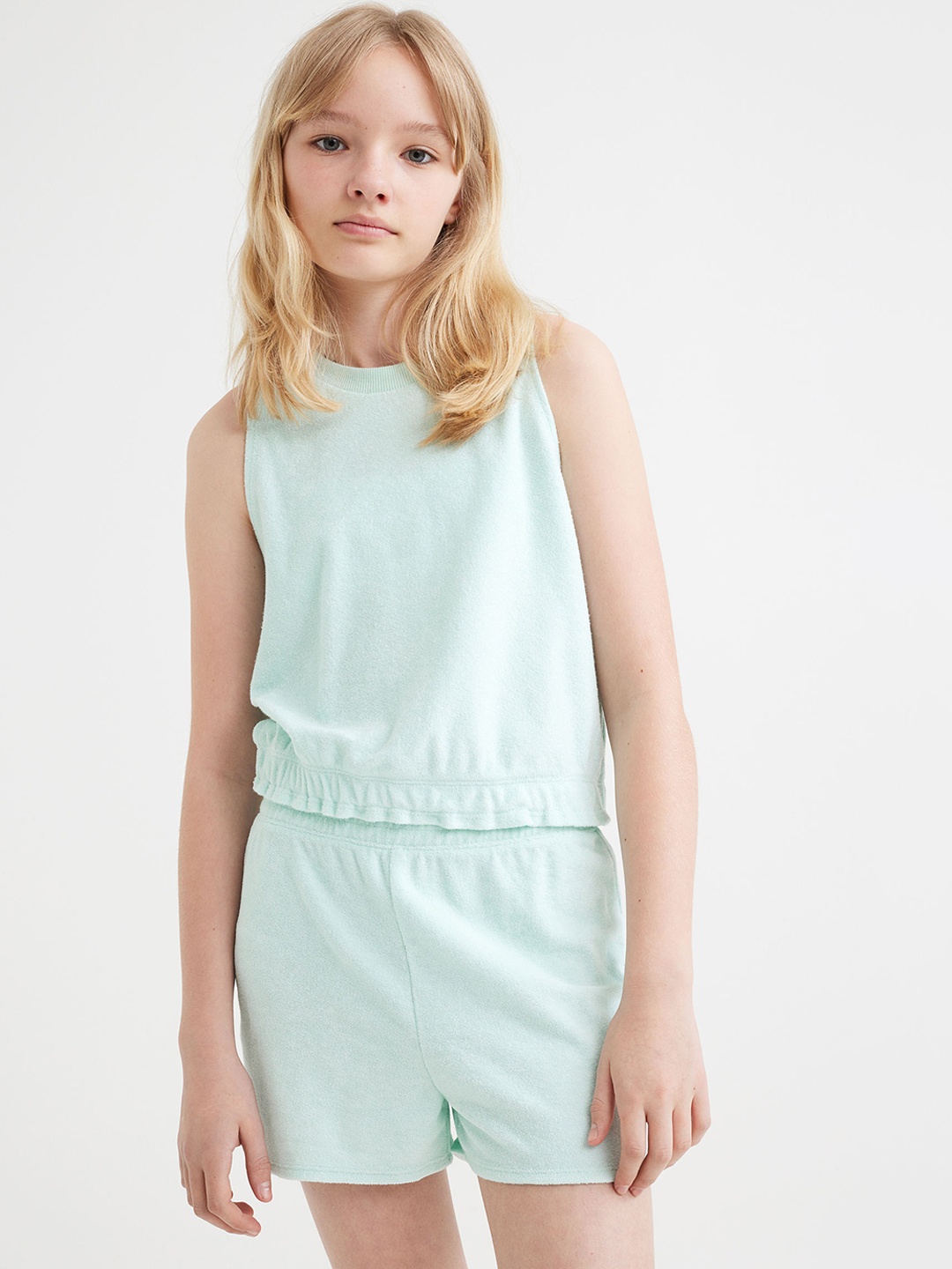 

H&M Girls Turquoise Blue Terry Shorts