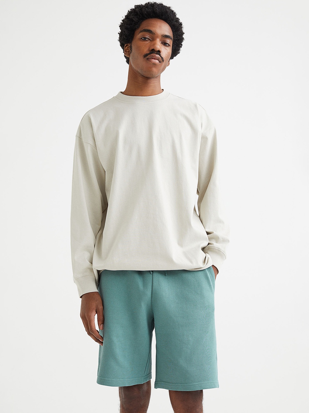 

H&M Men Turquoise Blue Sweatshirt Shorts Regular Fit
