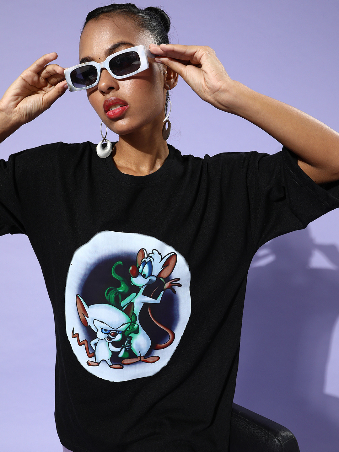 

HERSHEINBOX Women Stylish Black Graphic Joyful Conversation Tshirt