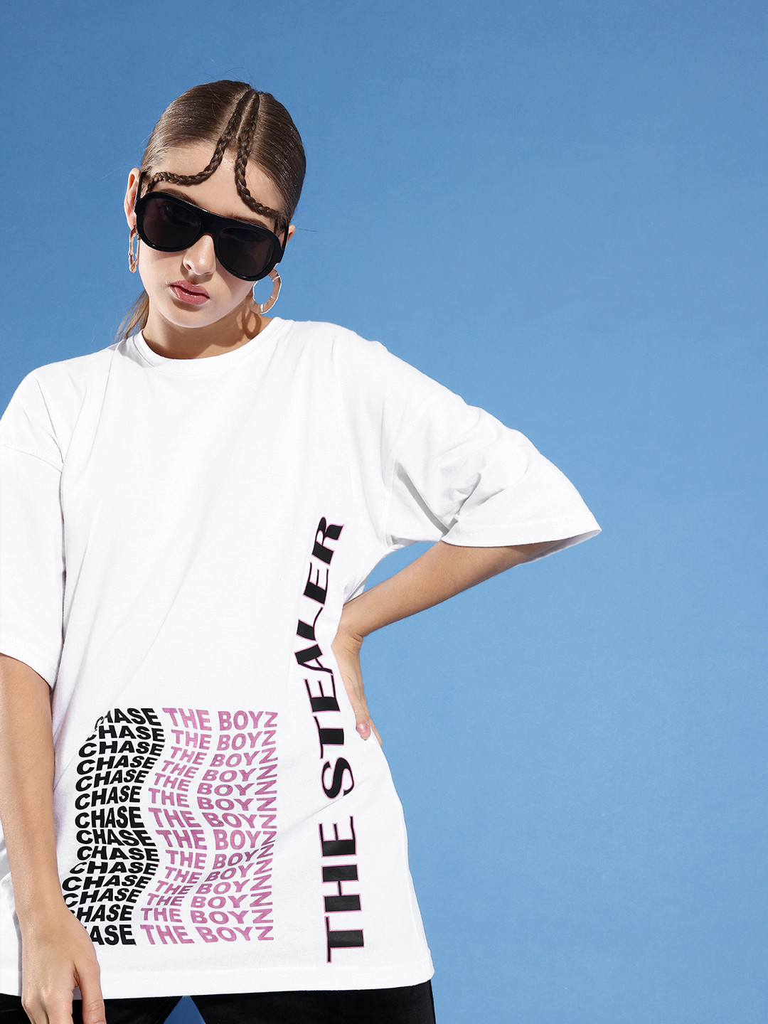 

HERSHEINBOX Women White Typography Joyful Conversation Tshirt