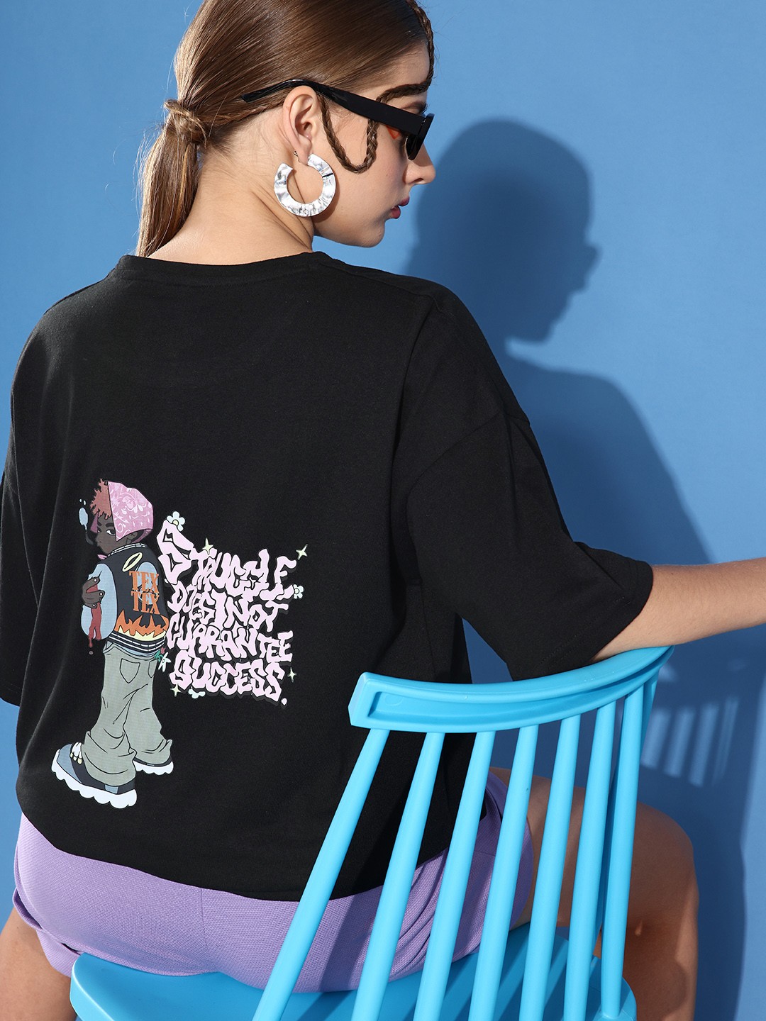 

HERSHEINBOX Women Stylish Black Graphic Joyful Conversation Tshirt