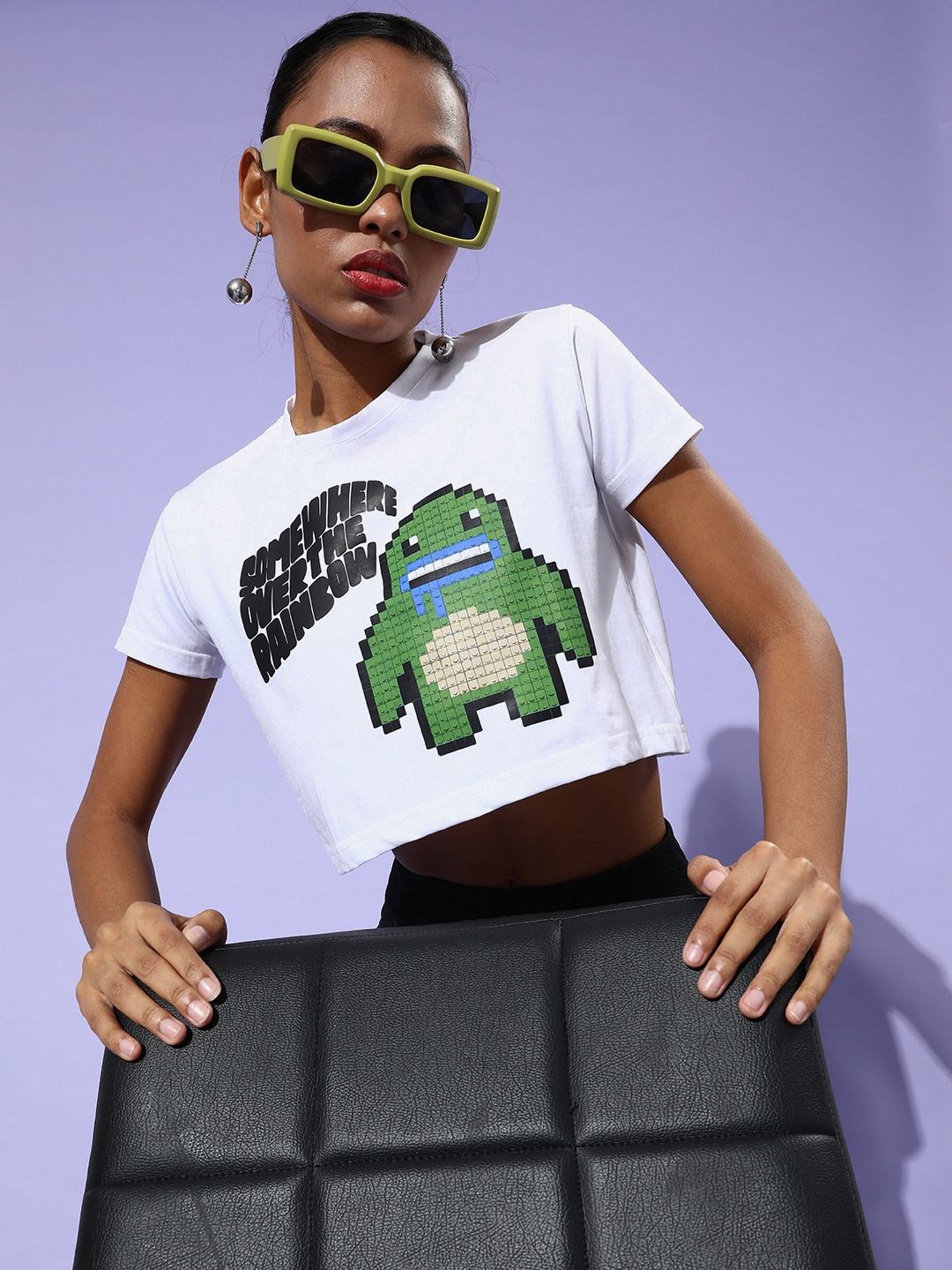 

HERSHEINBOX Women Classic White Graphic Baby Tee