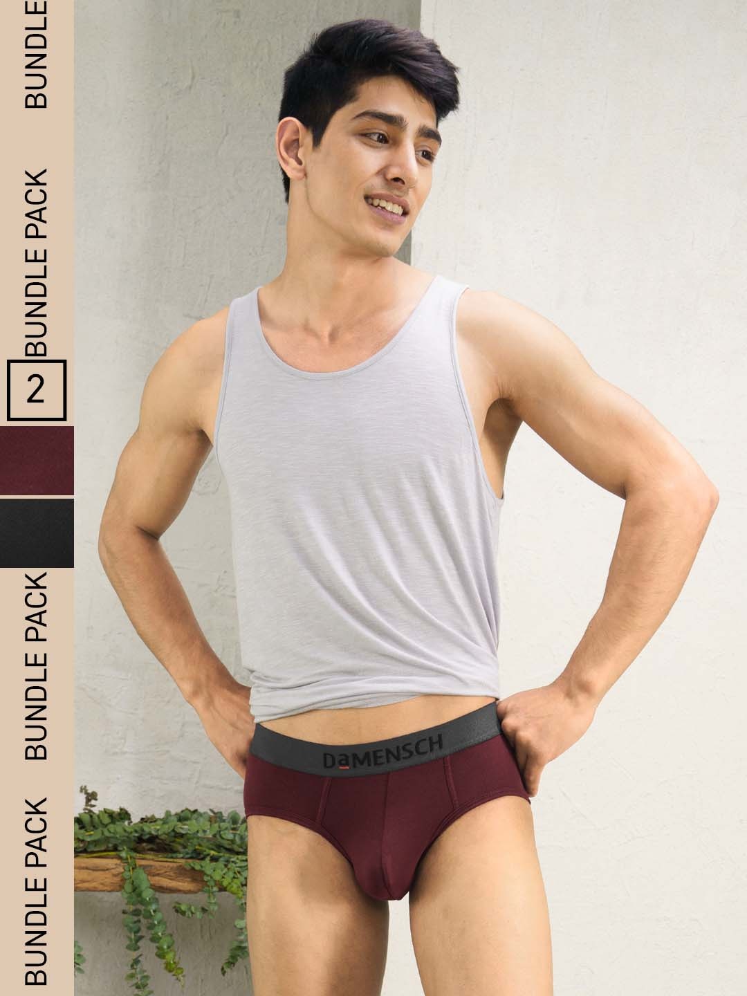

DaMENSCH Pack of 2 DEO-SOFT Solid Premium Egyptian Cotton-Modal Blend Briefs, Red