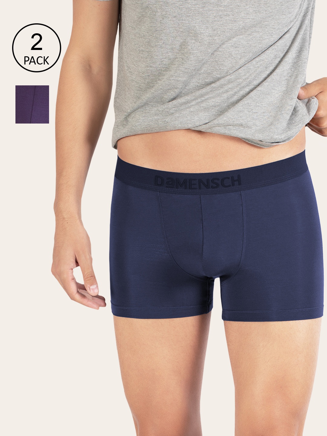 

DAMENSCH Men Pack of 2 Deo soft Trunks, Blue