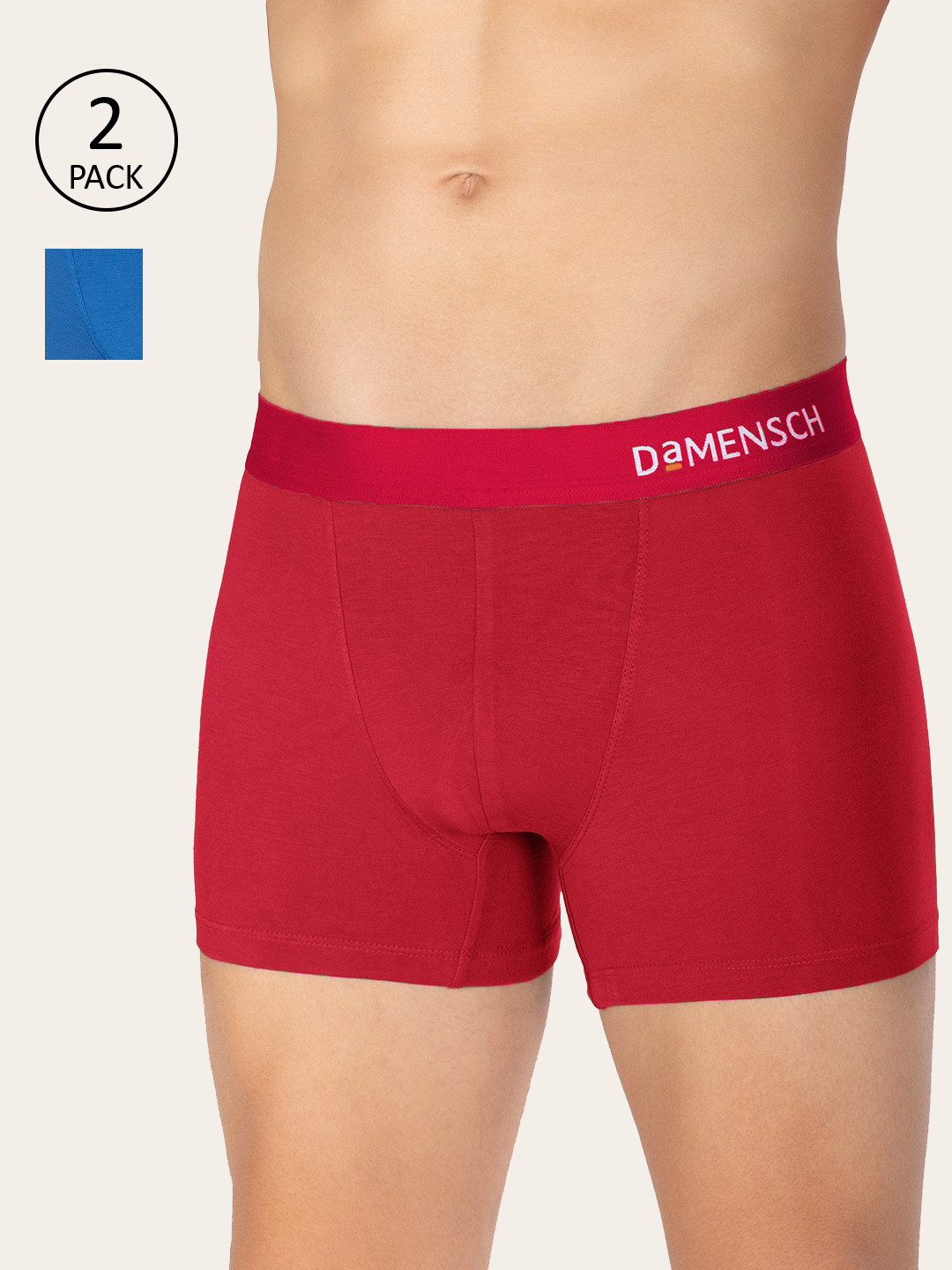 

DAMENSCH Men Pack of 2 Deo Soft Supima Modal Trunk DAM-ER-MIX-T-TR-GBL-PACK-2, Red