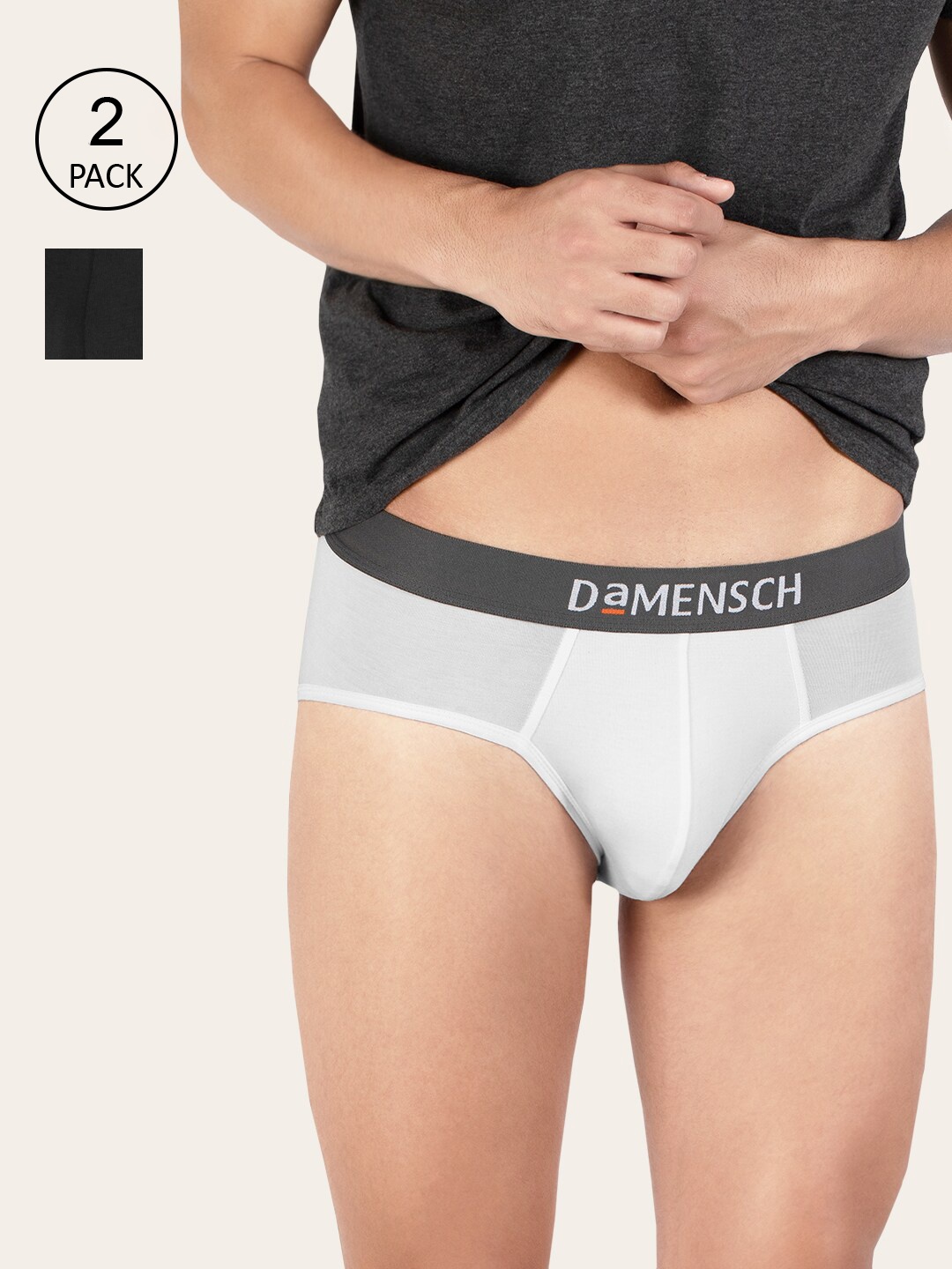 

DaMENSCH Men Pack of 2 Deo-Soft Supima Modal Briefs, White