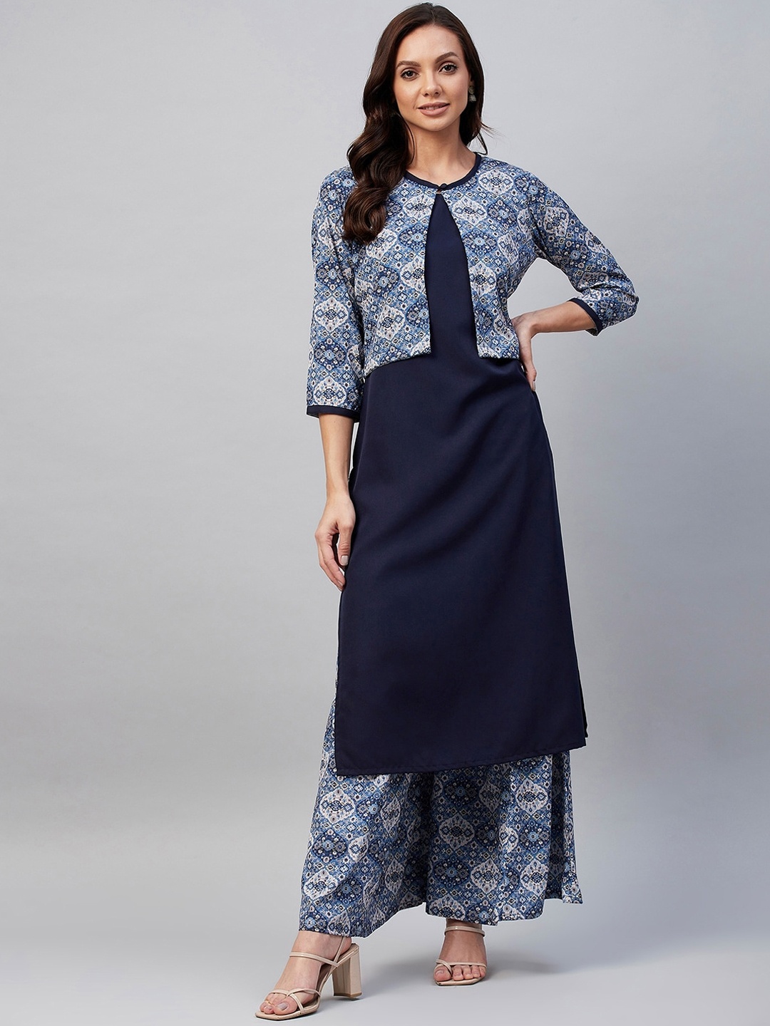

Azira Women Navy Blue Kurti with Palazzos