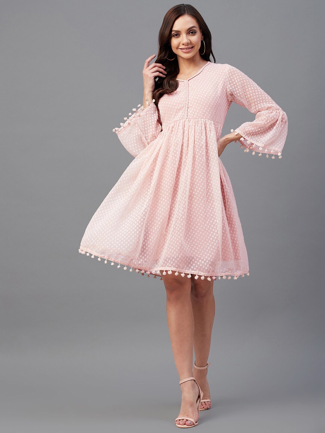 

Azira Pink Georgette Empire Dress