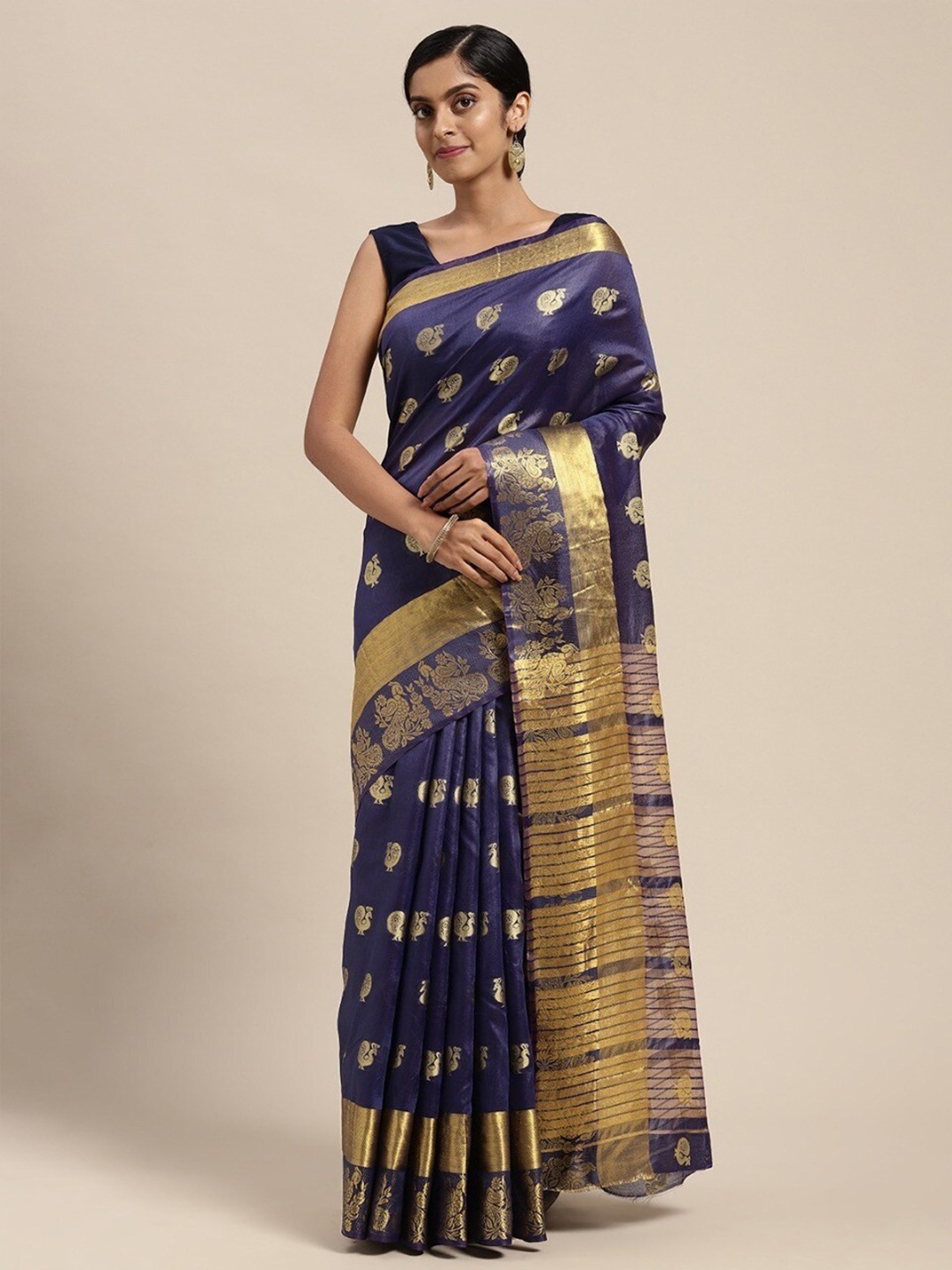 

KALINI Women Navy Blue Sarees