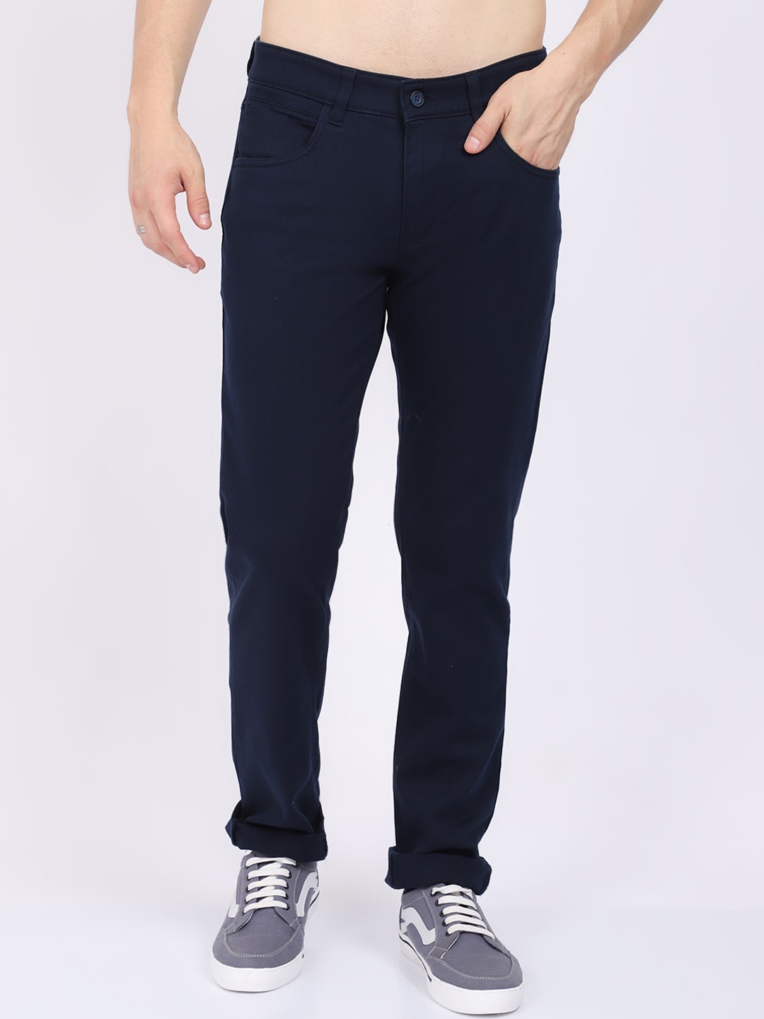 

Cantabil Men Navy Blue Chinos Trousers