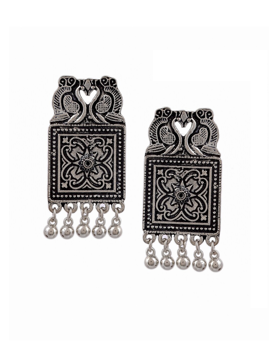 

Silvermerc Designs Silver-Toned Contemporary Studs Earrings