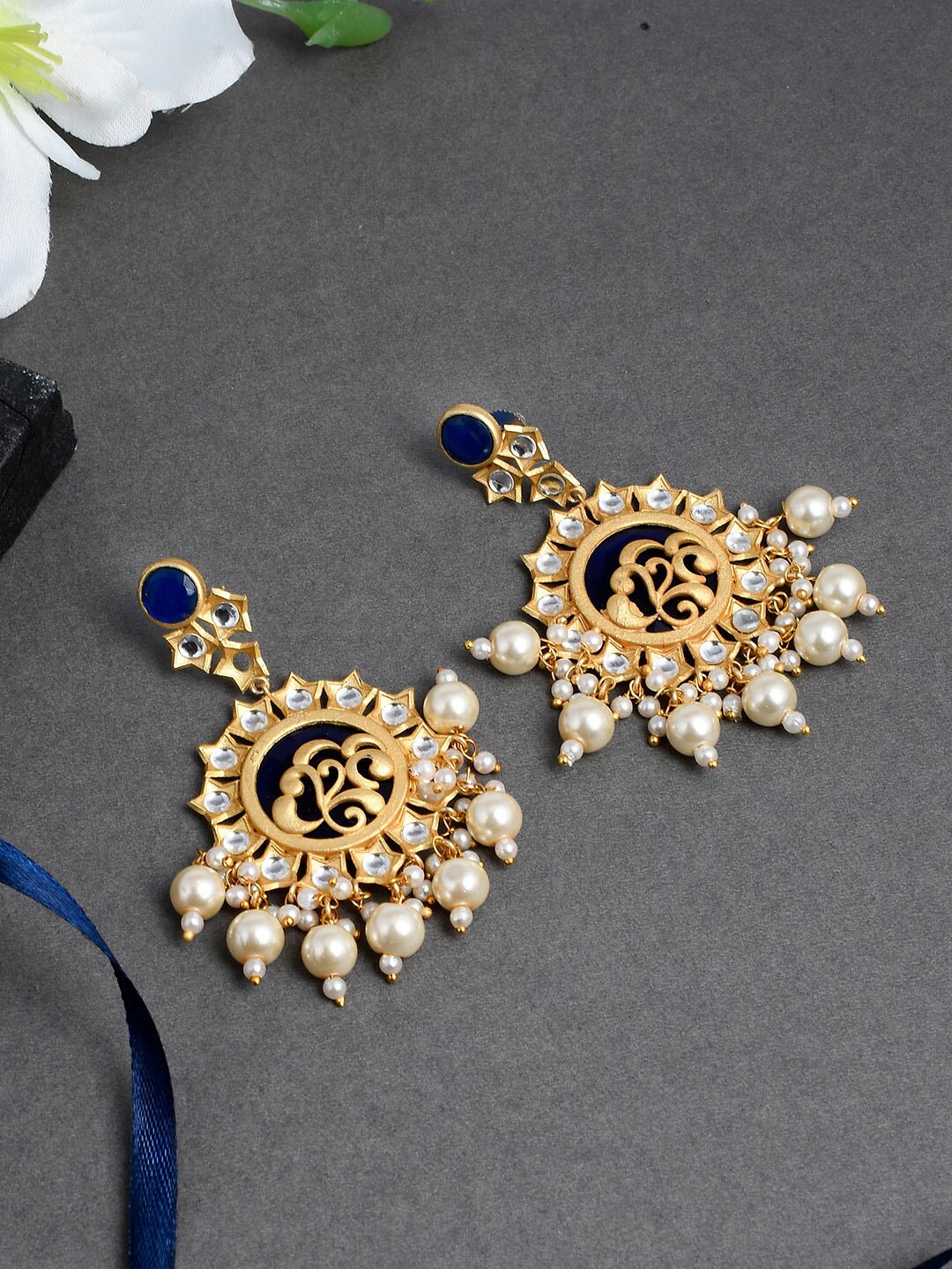 

Silvermerc Designs Gold-Toned Contemporary Chandbalis Earrings