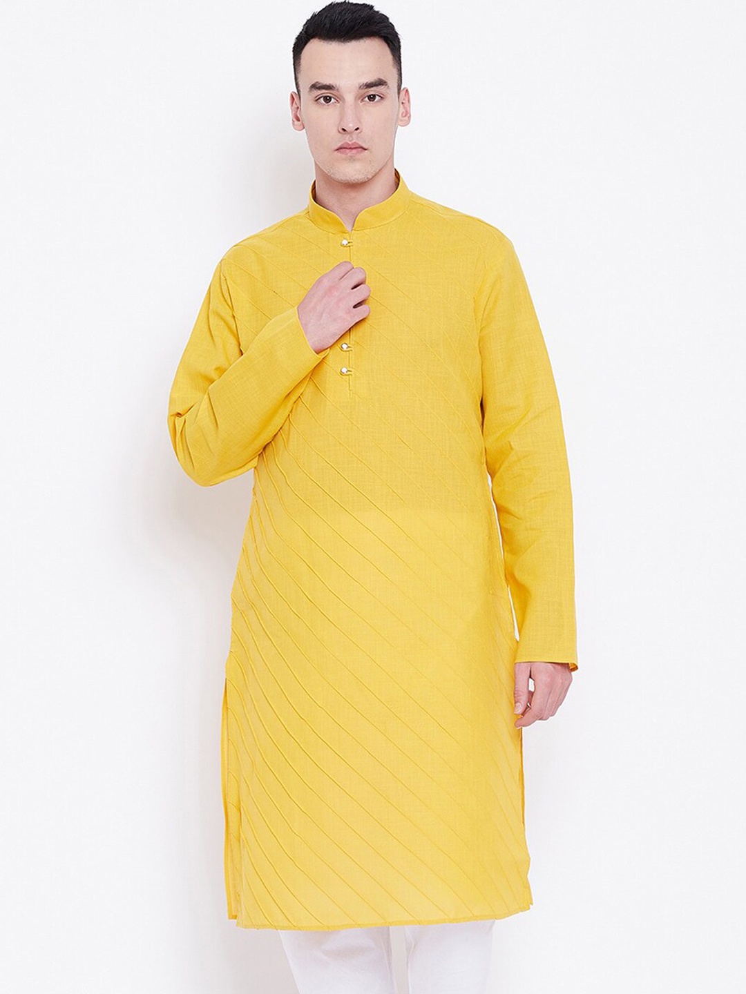 

SG LEMAN Men Gold-Toned Solid Kurta