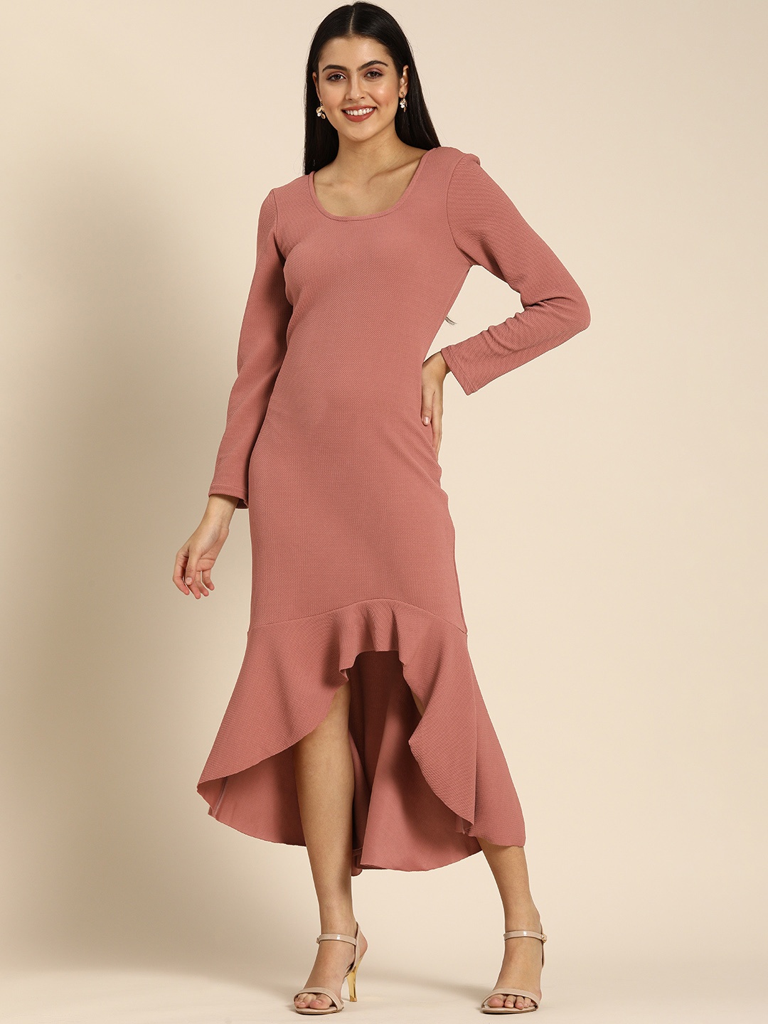 

DODO & MOA Dusty Pink Solid Maxi Dress, Rose