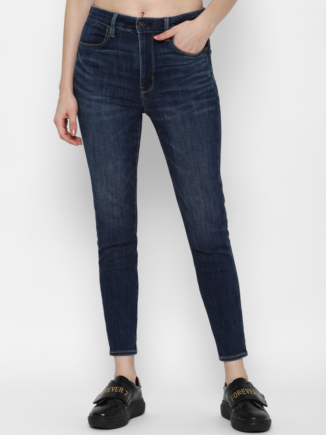 

AMERICAN EAGLE OUTFITTERS Women Blue Skinny Fit Light Fade Jeans