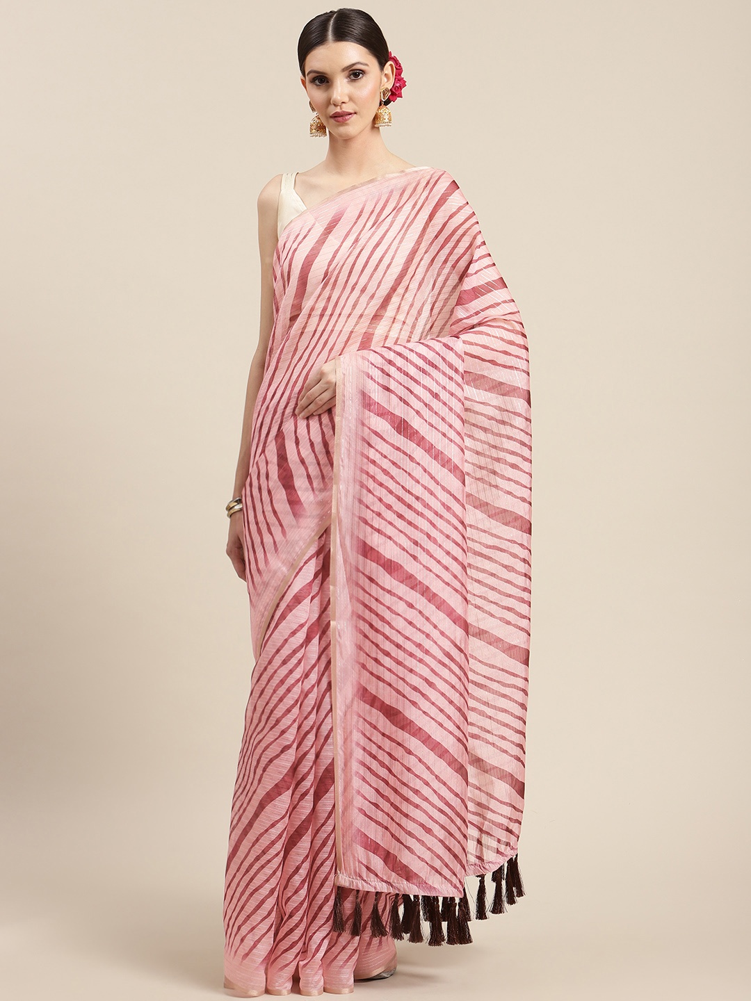 

Silk Land Pink Leheriya Art Silk Leheriya Saree