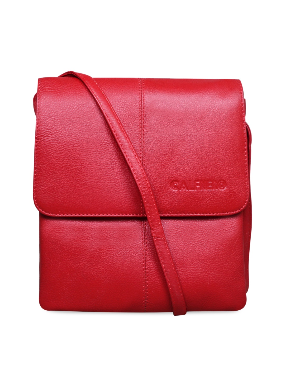 

CALFNERO Red Leather Structured Sling Bag