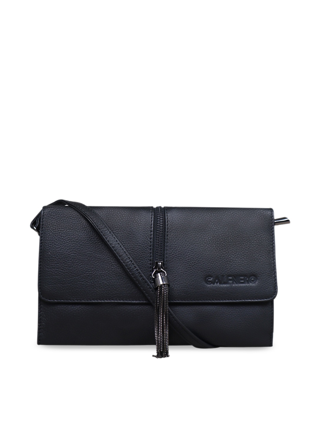 

CALFNERO Black Leather Structured Sling Bag