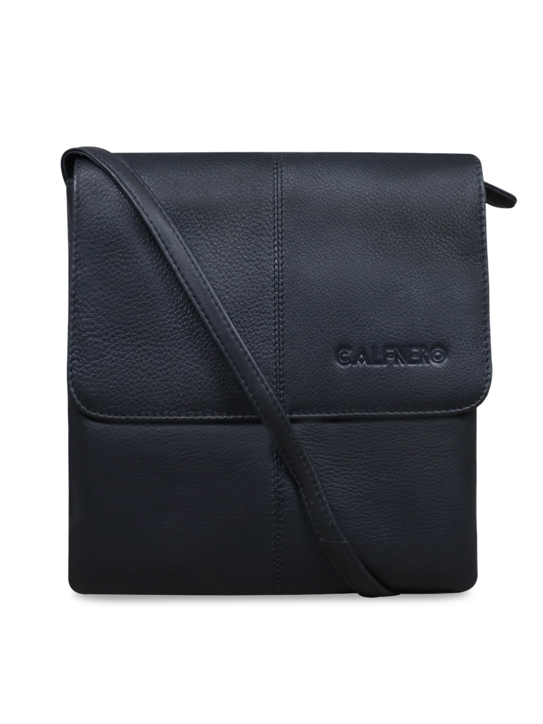 

CALFNERO Black Leather Oversized Structured Sling Bag