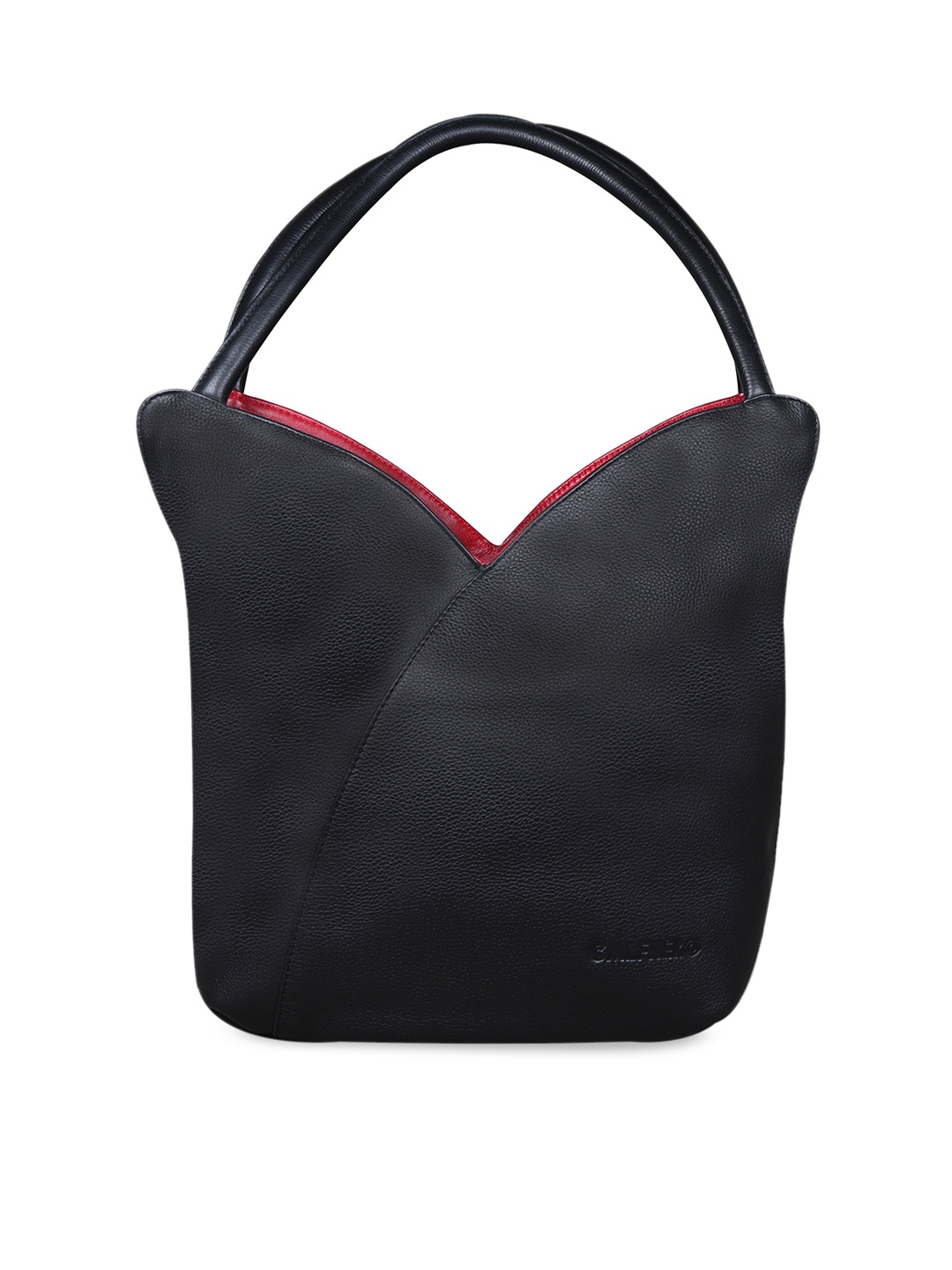 

CALFNERO Black Leather Structured Shoulder Bag