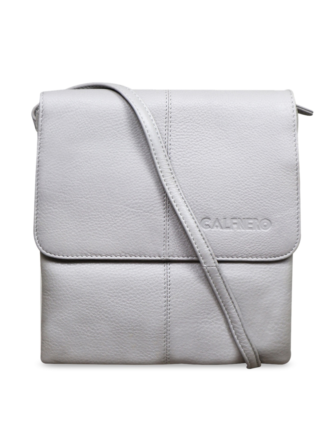 

CALFNERO Women's Genuine Leather Silver-Toned Bucket Sling Bag