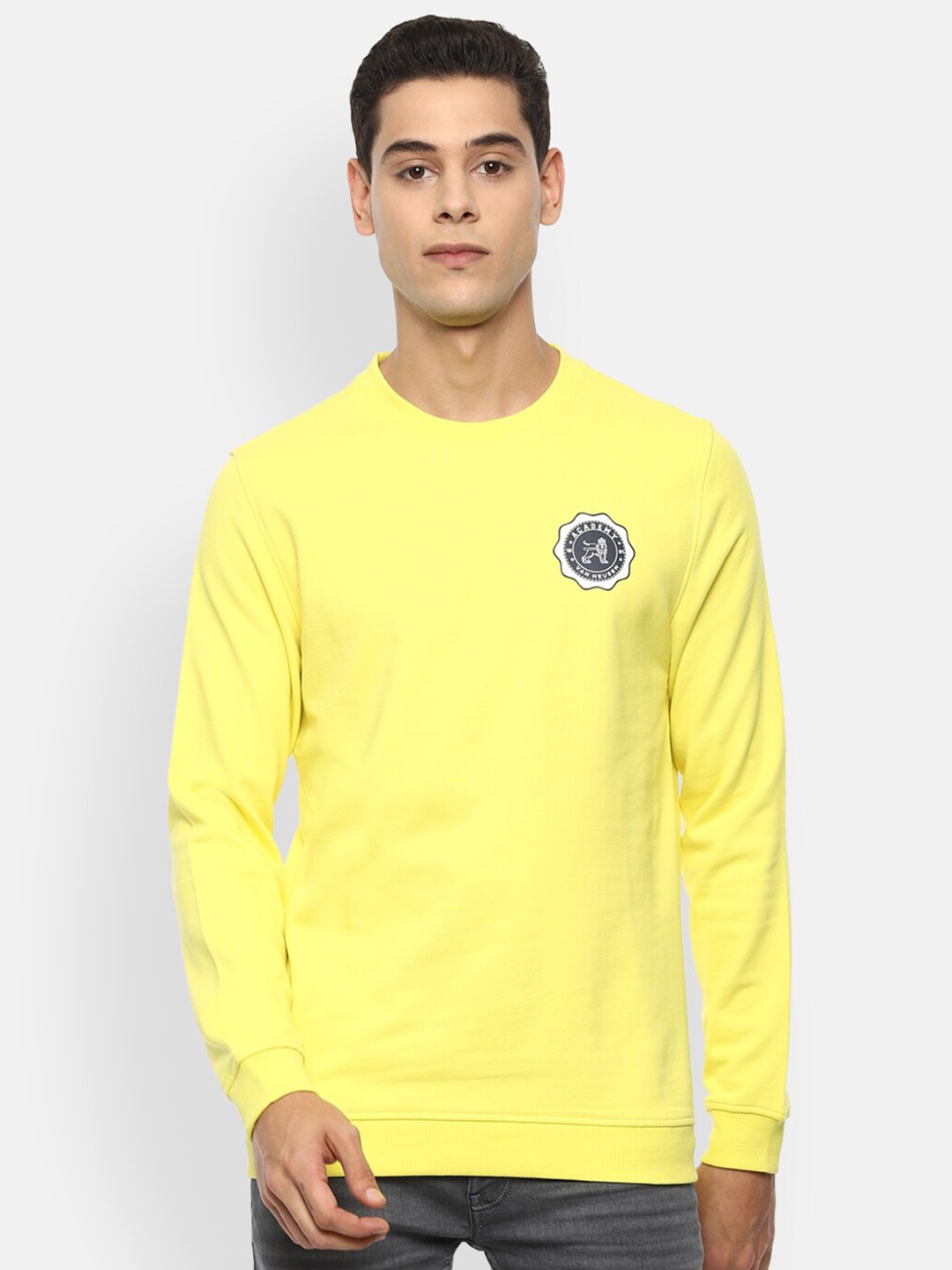 

Van Heusen ACADEMY Men Yellow Sweatshirt