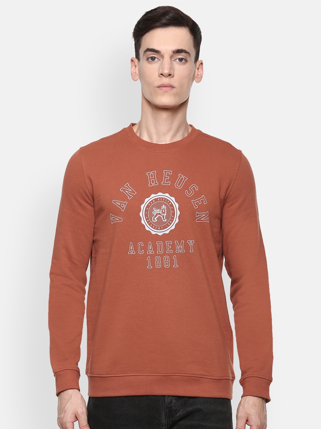 

Van Heusen ACADEMY Men Maroon Printed Sweatshirt