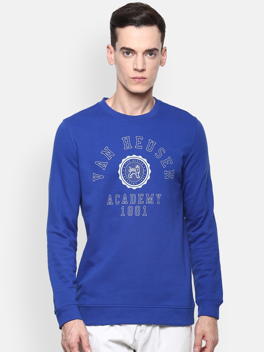 

Van Heusen ACADEMY Men Blue Printed Sweatshirt