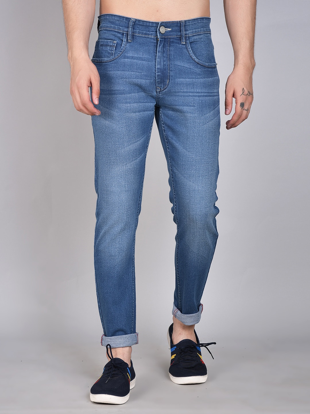 

PEPLOS Men Blue Comfort Slim Fit Heavy Fade Stretchable Jeans