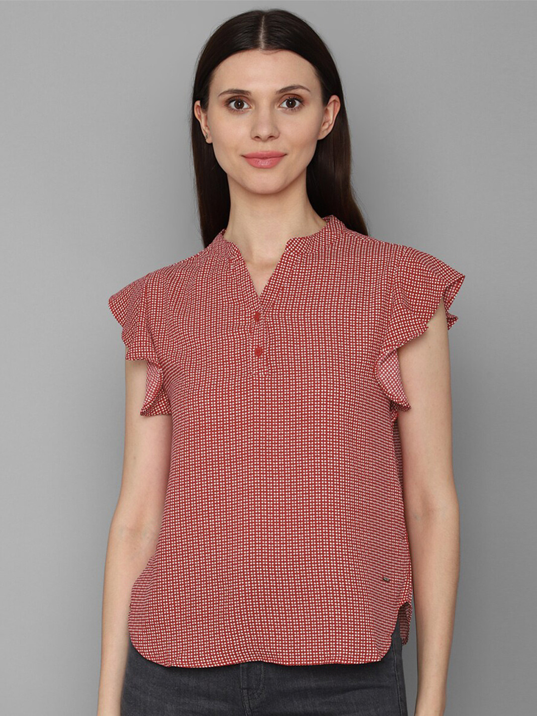 

Allen Solly Woman Red Geometric Print Top