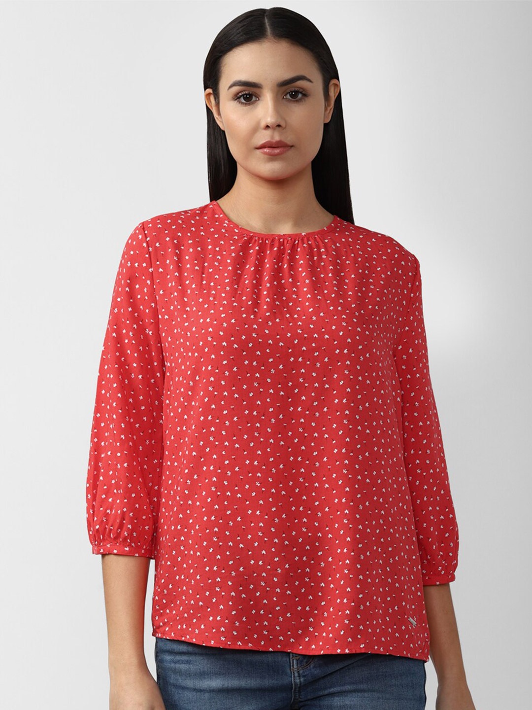 

Van Heusen Woman Red & White Floral Print Top