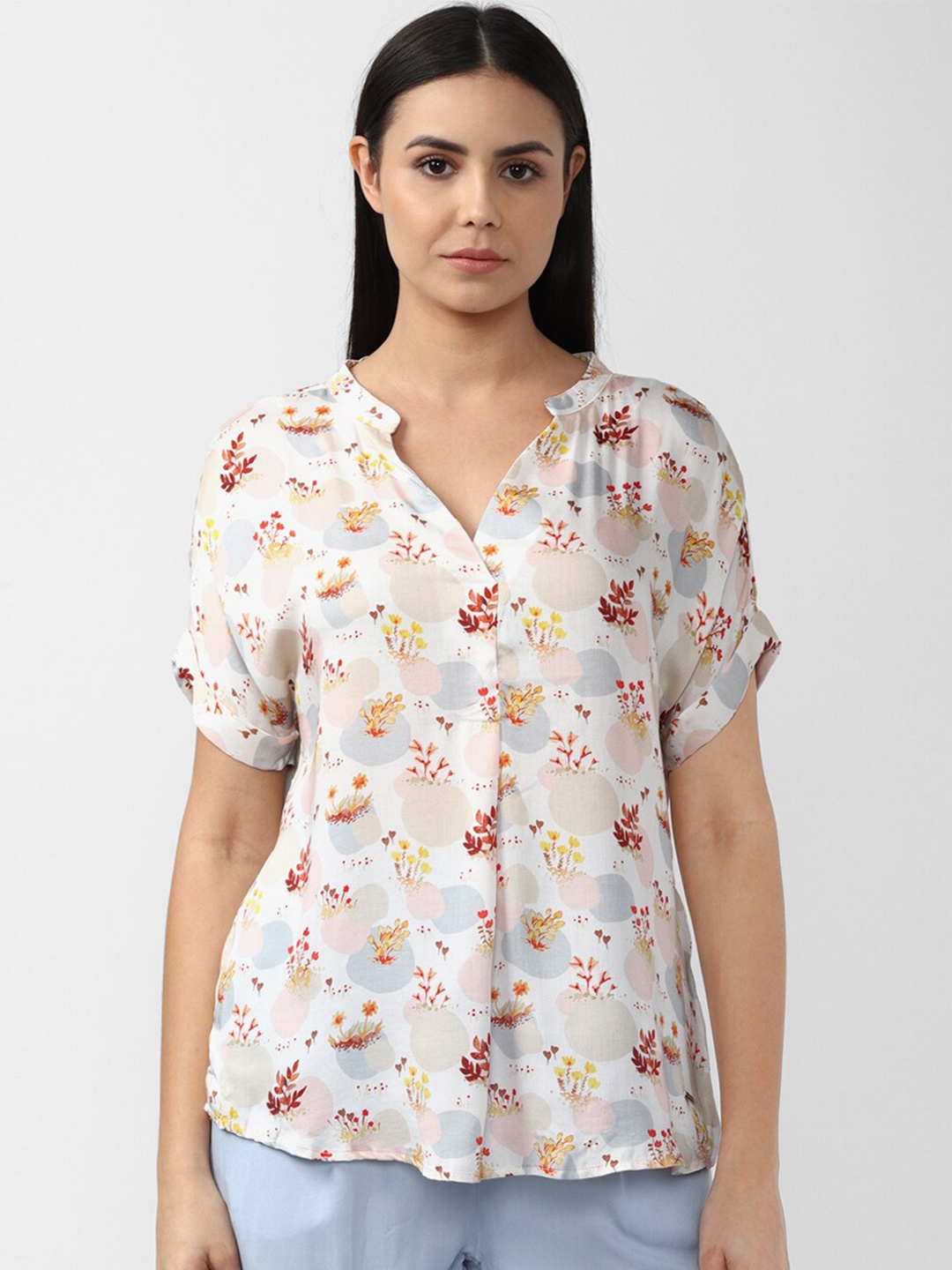 

Van Heusen Woman Floral Shirt Style Top, Cream