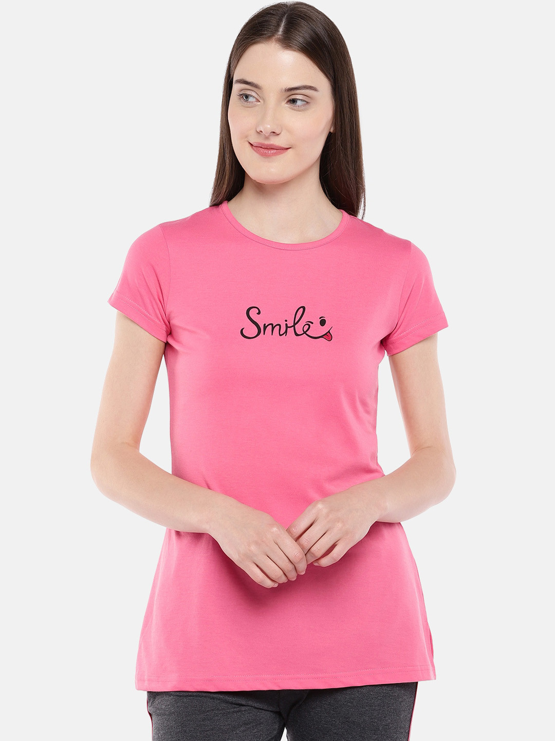 

Sweet Dreams Women Pink Printed Cotton Lounge T-shirts