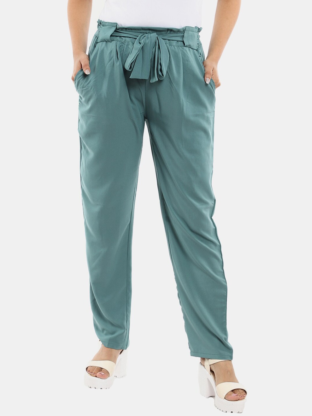 

V-Mart Women Green Pleated Trousers