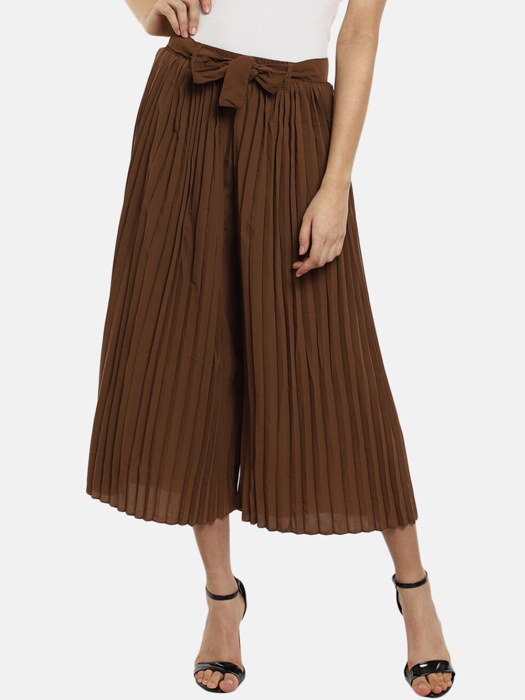 

V-Mart Women Brown Accordion Pleated Georgette Culottes Trousers