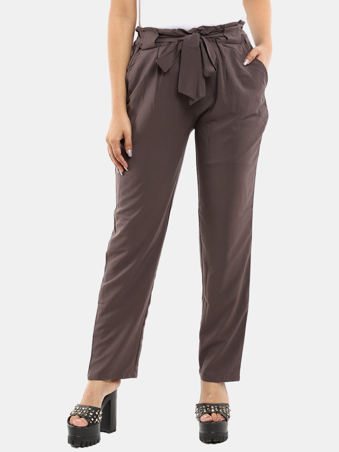 

V-Mart Women Grey Pleated Trousers