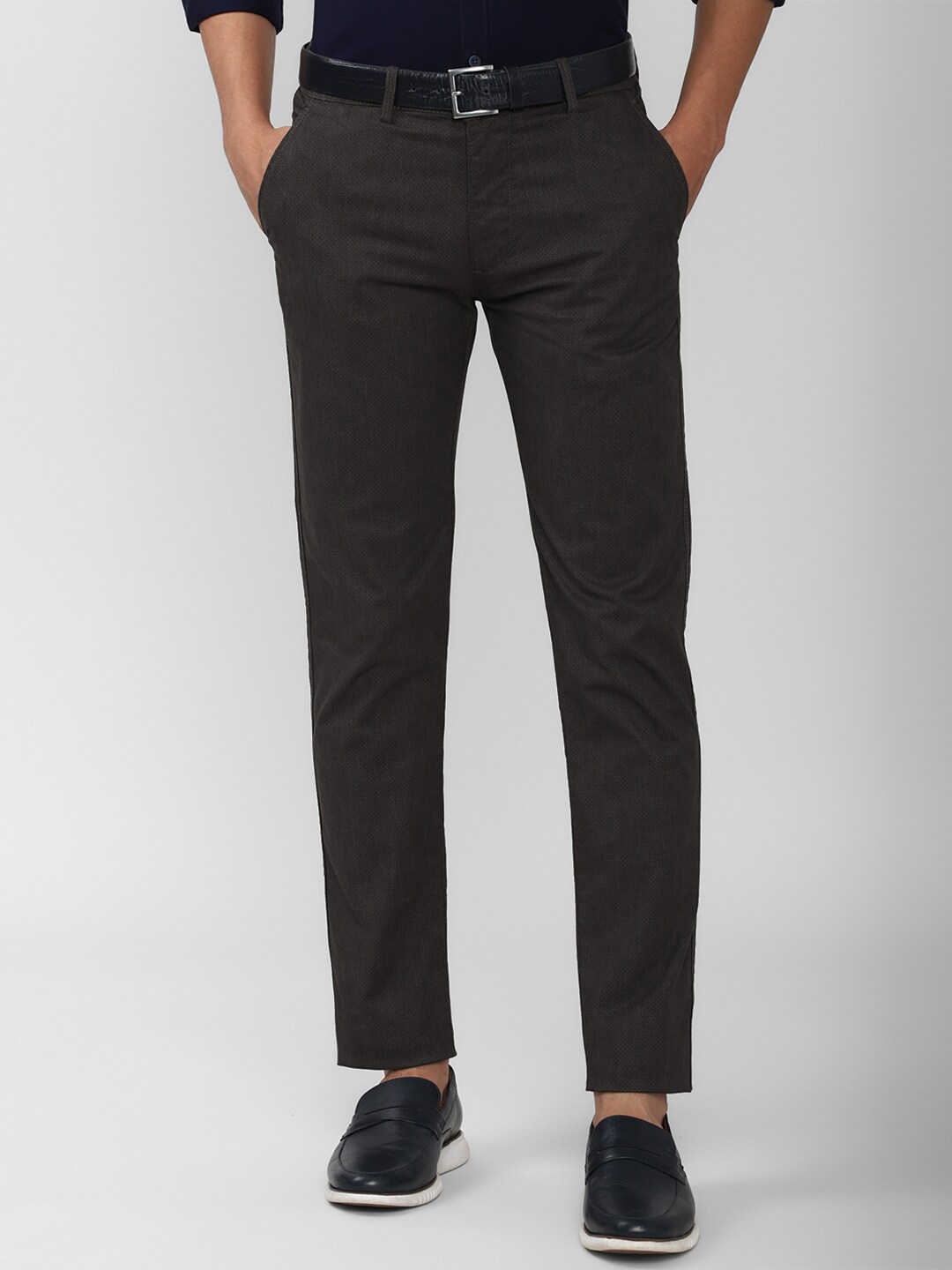 

Peter England Casuals Men Charcoal Printed Slim Fit Trousers
