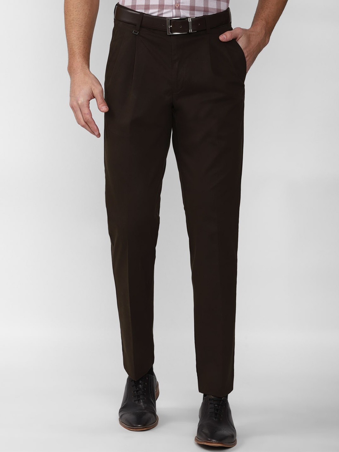 

Van Heusen Men Black Pleated Trousers