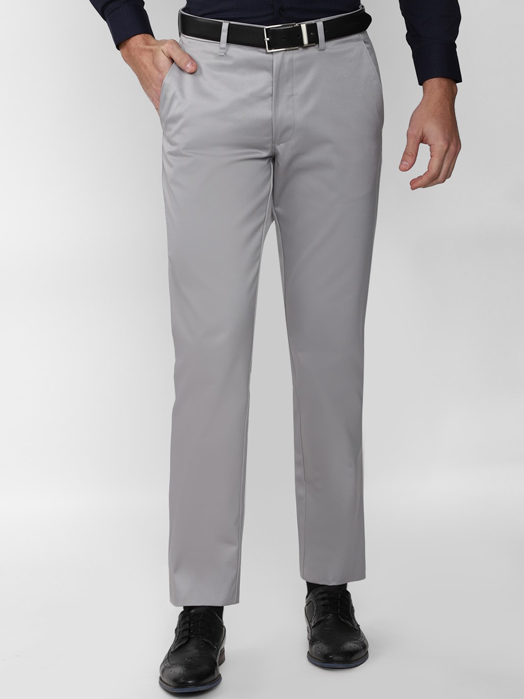 

Van Heusen Men Grey Regular Fit Solid Trousers