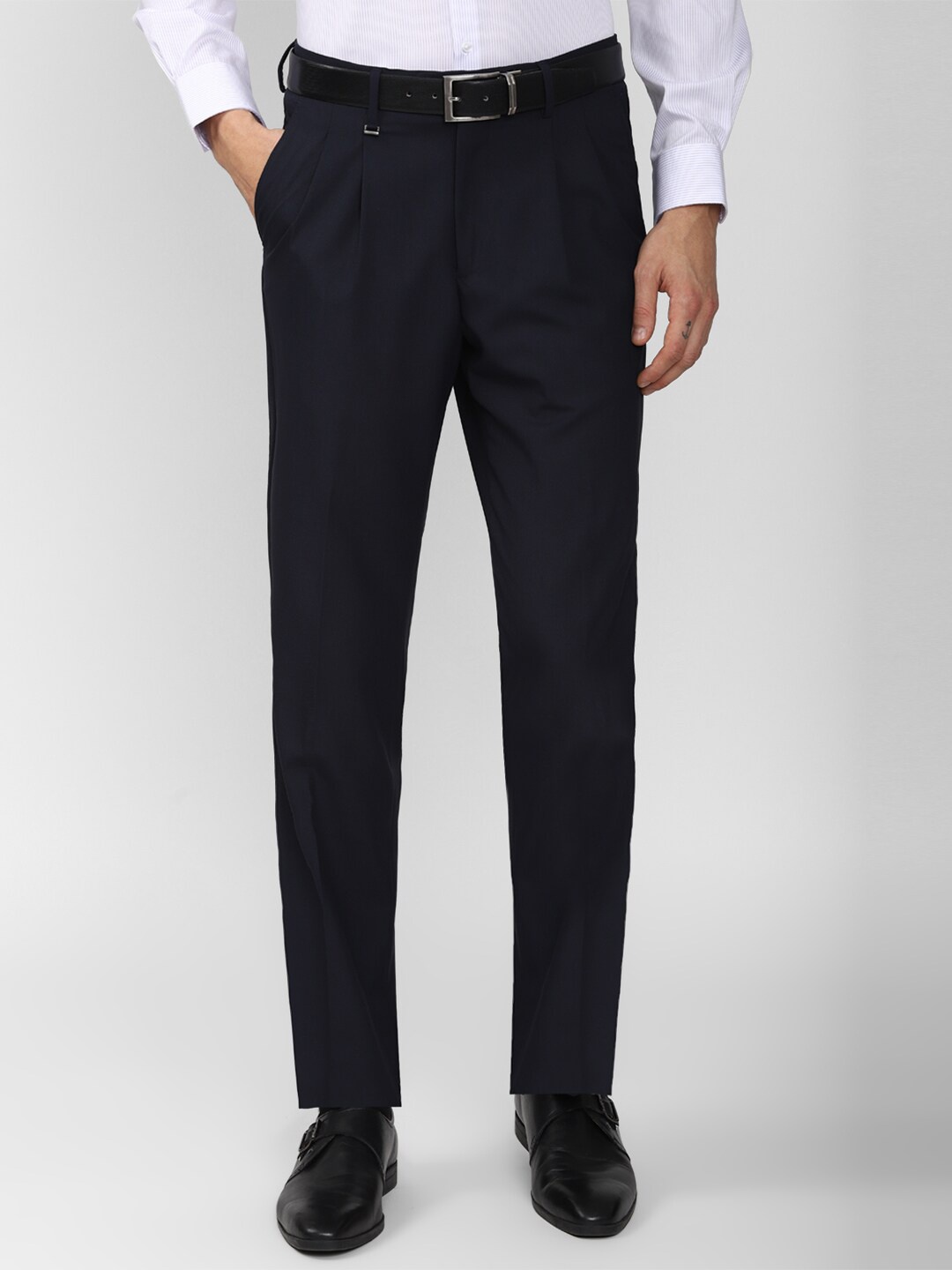 

Van Heusen Men Navy Blue Pleated Trousers