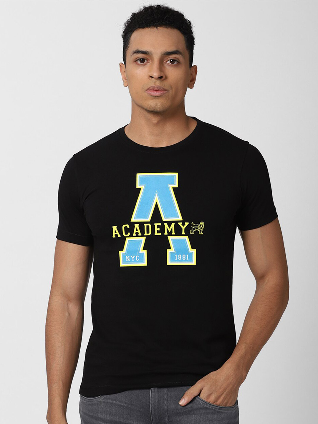 

Van Heusen ACADEMY Men Black Typography Printed T-shirt