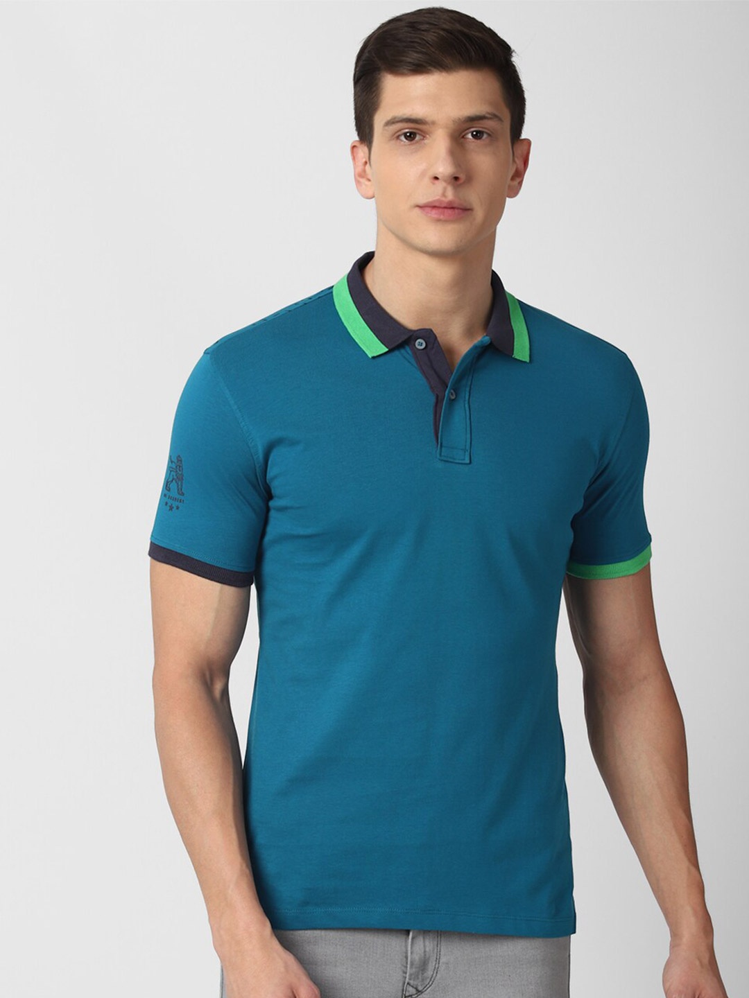 

Van Heusen ACADEMY Men Blue Polo Collar T-shirt