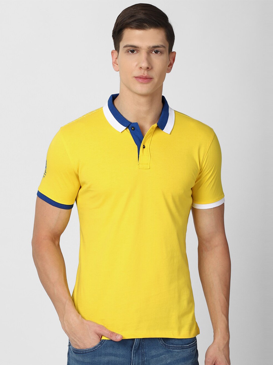 

Van Heusen ACADEMY Men Yellow Polo Collar Applique T-shirt