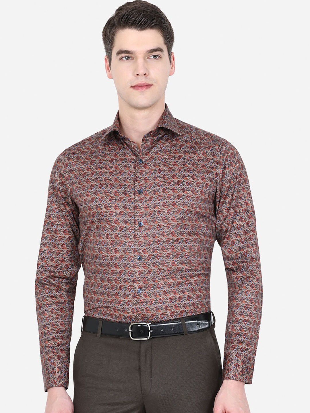 

WYRE Men Brown Slim Fit Floral Printed Formal Shirt