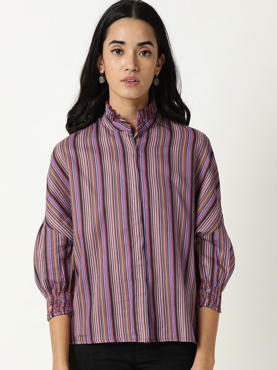 

RAREISM Multicoloured Striped Shirt Style Top, Multi