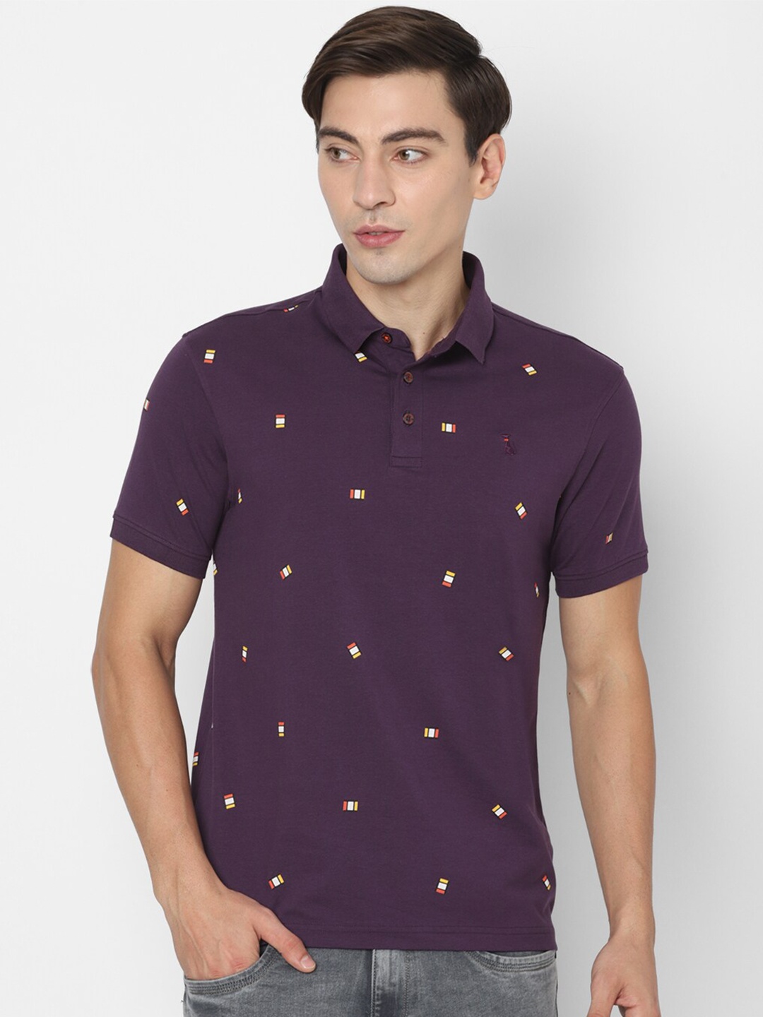 

SIMON CARTER LONDON Men Purple Polo Collar Slim Fit T-shirt