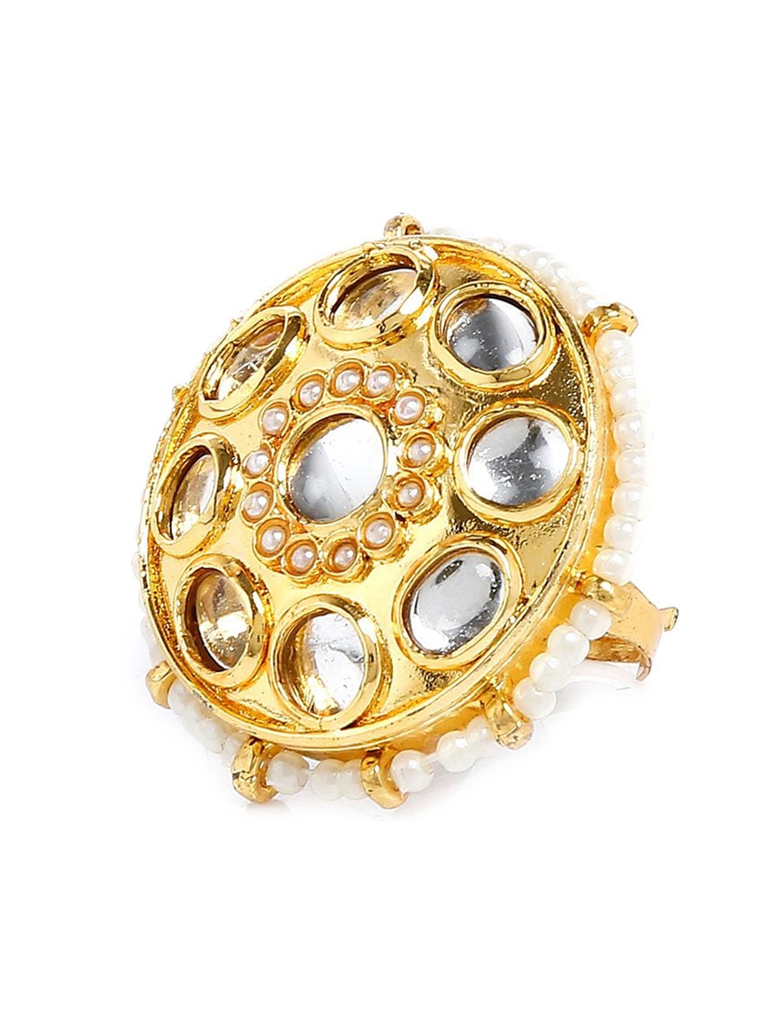 

Bamboo Tree Jewels Gold Plated & Kundan Studded Finger Ring