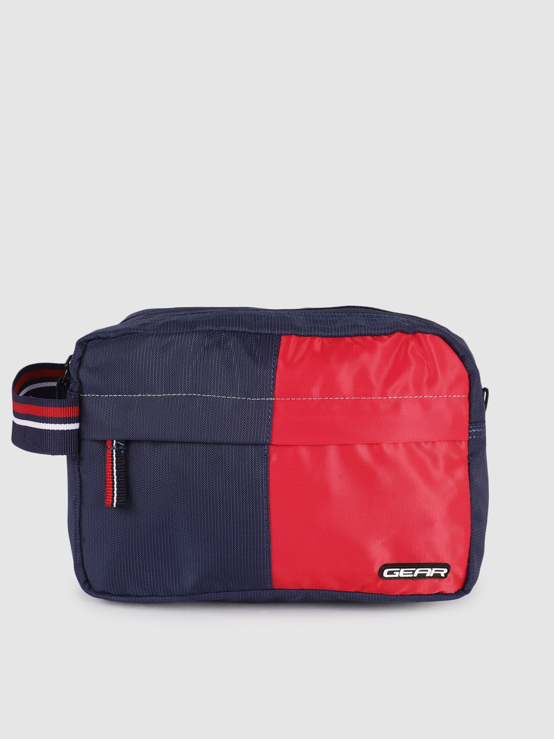 

Gear Unisex Red and Navy Blue Colour Blocked Travel Pouch