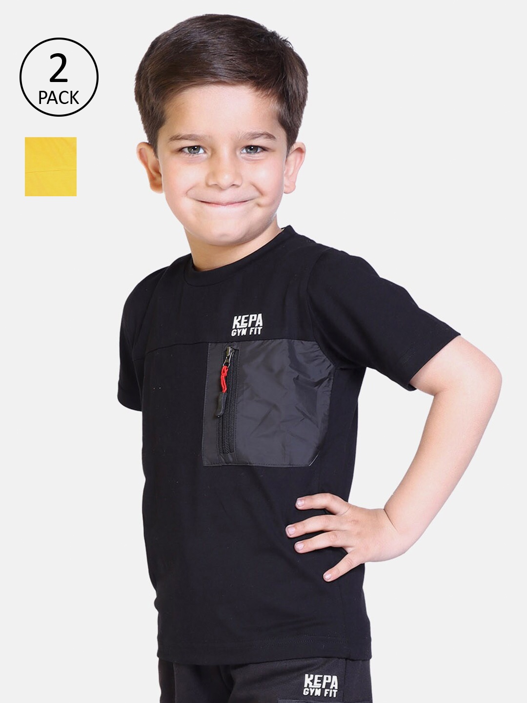 

KEPA Boys Black 2 V-Neck Raw Edge T-shirt